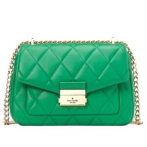 Kate Spade Carey Flap Quilted Small Shoulder Crossbody Bag Green